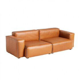 HAY - Canapé de 2,5 places cuir avec accoudoirs bas Mags Soft 238x103,5x67cm