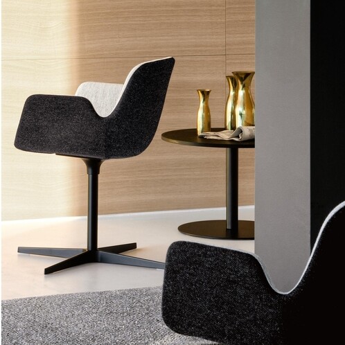 la palma - Pass S131 Swivel Chair With Armrest - beige/fabric Esedra 01/frame white