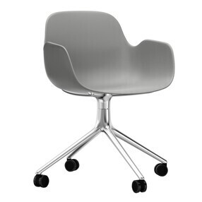 Normann Copenhagen - Form Armlehndrehstuhl mit Rollen 4W Gestell Aluminium