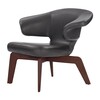 ClassiCon - Munich Lounge Chair fauteuil - zwart/leder Classic/onderstel walnoot