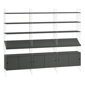 String - Shelf with 3 Cabinets and Magazine Racks 242 x 200 x 30cm