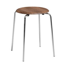 Fritz Hansen - DOT™ Hocker Furnier Gestell Stahl verchromt