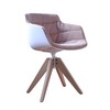 MDF Italia - Flow Slim Armchair Upholstered Oak - white red/seat shell white/frame oak/fabric Monaco R315 Col. 443.007