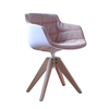 MDF Italia - Flow Slim - Fauteuil capitonné piètement chêne  - blanc rouge/coque blanc/piètement chêne/étoffe Monaco R315 Col. 443.007