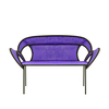 Moroso - Banjooli 2-Sitzer Sofa - violett/oxid/handgeflochten/Fußgleiter aus PVC/143x88x72cm/Gestell Stahl lackiert
