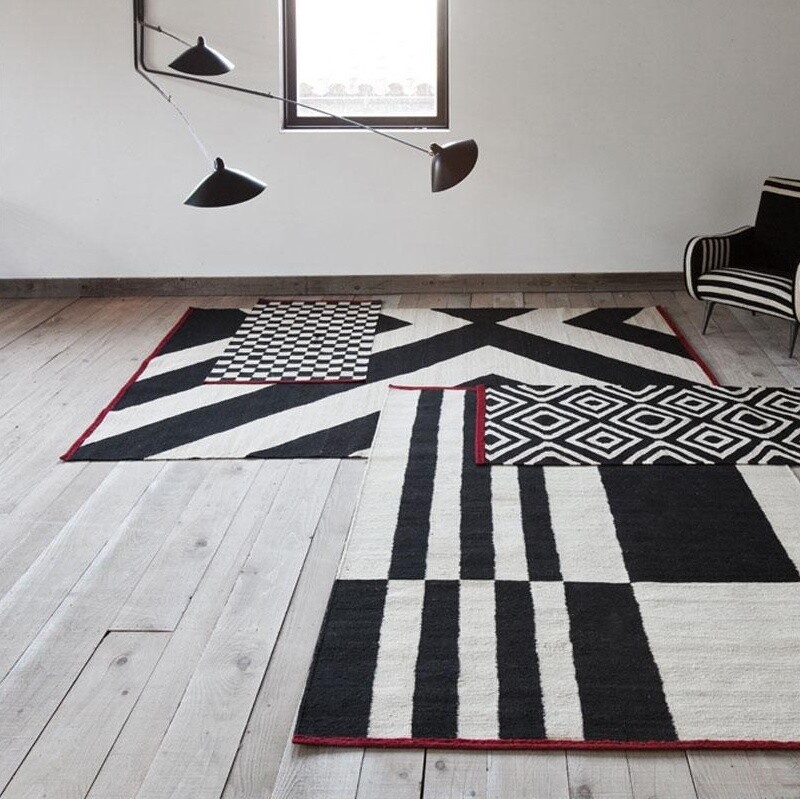 Stripes 1 Kilim Carpet Runner 80x240cm, Black And White Striped Kilim Rug