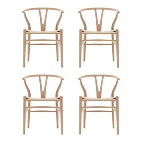 Carl Hansen - Set de 4 chaises CH24 Wishbone structure chêne