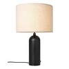 Gubi - Gravity - Lampe de table L - lin/noir/abat-jour lin/H 65cm, Ø 41cm/structure acier noir