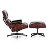Vitra - Eames Lounge Chair Sessel & Ottoman - Leder Premium schwarz/Schale Santos Palisanderholz/Gestell poliert/Seiten schwarz/Ottoman: 63x56x42cm