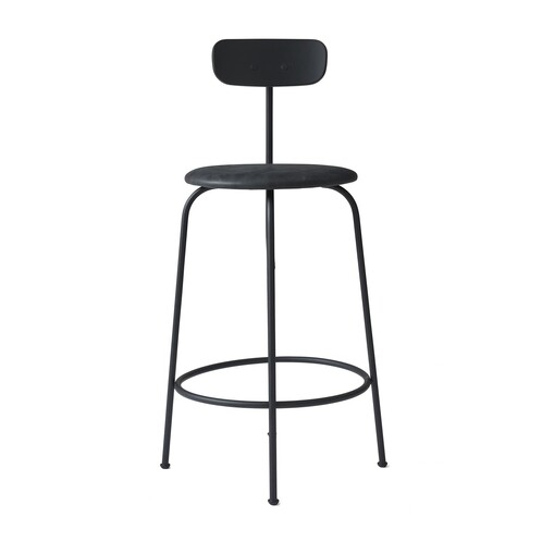 Menu - Afteroom Counter Chair - Tabouret rembourrée - noir/noir/peint par poudrage/HxPxP 92x46x54cm/tapisserie Sørensen cuir