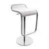 la palma - Lem 66-79 -Tabouret de bar piétement en chrome mat - blanc/laqué/siège bois tanganika/piètement en chromé mat/hauteur réglable de 66 à 79 cm