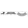 HAY Palissade Gartenmöbel-Set aus Metall in technischer Zeichnung mit Maßangaben, modernes Design. - Palissade Dining Park Gartenbank Out/Out 2er Set