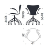 Fritz Hansen - Serie 7 Swivel Armrest Chair / Office Chair - line drawing