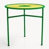 Moroso - Banjooli Bistrotisch - grün/panama/handgeflochten/Fußgleiter aus PVC/H 72cm/Ø 75cm/Gestell Stahl lackiert