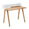müller möbelfabrikation - PS04 - Desk 100x63cm - signaalwit RAL 9003/onderstel eiken/satijn mat/1x electric box with plug bar/table top solid oak wood oiled