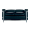 Cassina - Le Corbusier LC2 Sofa Cassina - grafite black/leather LCX 13X414/frame chrome/cushion in Dacron
