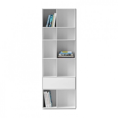 Piure - Nex Pur - Etagère avec tiroir 70x211.5x36cm - blanc/aggloméré laqué mat/10 boxes/1 tiroir