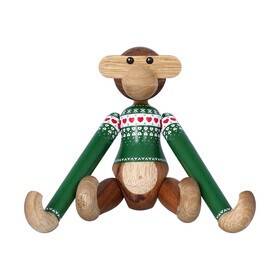 Kay Bojesen Denmark - Houtfiguur aap klein met kersttrui