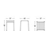 HAY Palissade Kollektion technische Zeichnungen von Metall-Outdoor-Möbeln mit Maßangaben für optimierte Gartengestaltung. - Palissade Gartenhocker