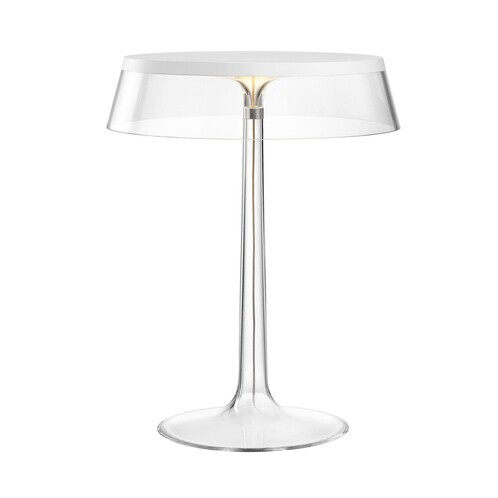 Flos - Bon Jour LED Table Lamp White - transparent/shade: plastics/H 41cm/ Ø 31,6cm/frame transparent/white