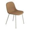 Muuto - Fiber Chair -Stoel gepolst met buis onderstel - oker/grijs/stoffering remix 433/BxHxD 49,5x77x53cm/onderstel staal grijs poedercoating
