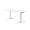 Montana - HiLow 2 Schreibtisch 90x180cm - schneeweiß/aluminium/elektrisch höhenverstellbar/H 63.5-127cm/Gestell rund/bis zu 130kg belastbar/inkl. Kabelhalter