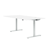Montana - HiLow 2 Schreibtisch 90x180cm - schneeweiß/aluminium/elektrisch höhenverstellbar/H 63.5-127cm/Gestell rund/bis zu 130kg belastbar/inkl. Kabelhalter