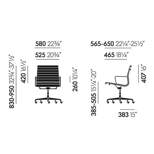 Vitra - EA 117 Alu Chair-Chaise de bureau/struct poli - dessin au trait