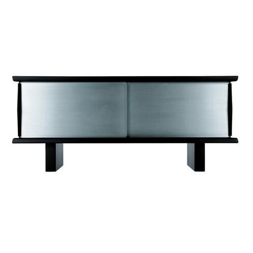 Cassina - 513 Riflesso Sideboard - schwarz/bordeaux/aluminium/mit hohen Füßen