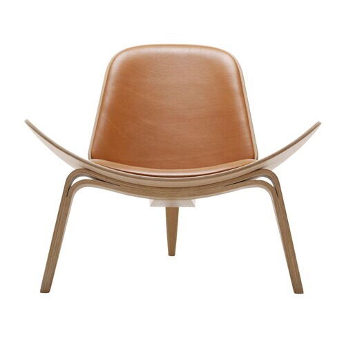 Carl Hansen - Carl Hansen CH07 Shell Chair Lounge Chair - cognac/leather Thor 307/frame oak oiled