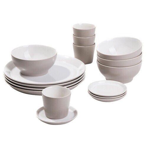 Alessi - Tonale - Lot de petit déjeuner de 16 pièces - clair gris/4 tasses avec 4 soucoupes//4 bols/4 assiettes plates