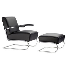 Thonet - S 411 fauteuil met kruk leer