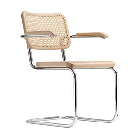 Thonet - S 64 V Freischwinger Armlehnstuhl mit Rohrgeflecht