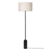 Gubi - Gravity Stehleuchte - leinen/schwarz/Lampenschirm Leinen/H 169cm, Ø 50cm/Gestell schwarzer Marmor