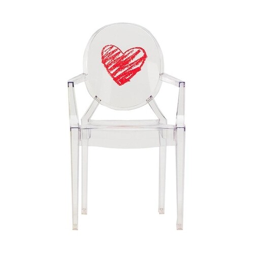 Kartell - Lou Lou Ghost Kinderstuhl mit Motiv - transparent/Motiv Herz/LxBxH 40x37x63cm