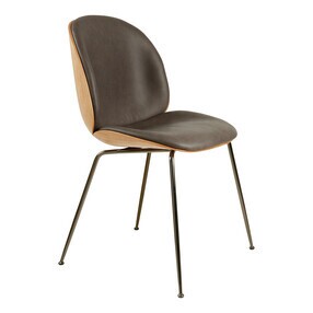Gubi - Chaise de salle cuir rembourré Beetle 3D Veneer