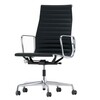 Vitra - EA 119 Alu Chair - Bureaustoel/onderstel gepolijst - leder nero zwart/leer 66 nero/BxHxD 58x113,5x58,5cm/onderstel alu gepolijst/met zachte wielen