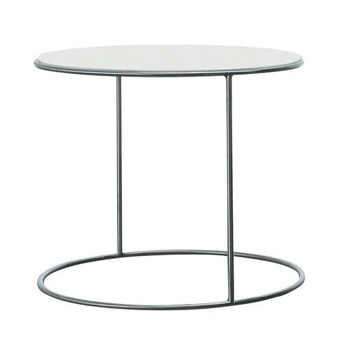 Cappellini - Cannot Beistelltisch Ø55cm - weiß/glänzend/Platte aus lackierter Holzmischung/Gestell edelstahl