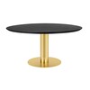 Gubi - 2.0 Dining Table Brass Base Ø150cm - black/table top ash/H 72cm, Ø150cm/brass base