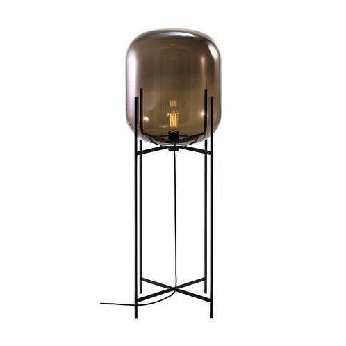 pulpo - Oda Big Floor Lamp H 140cm - smoky grey/transparent/frame black