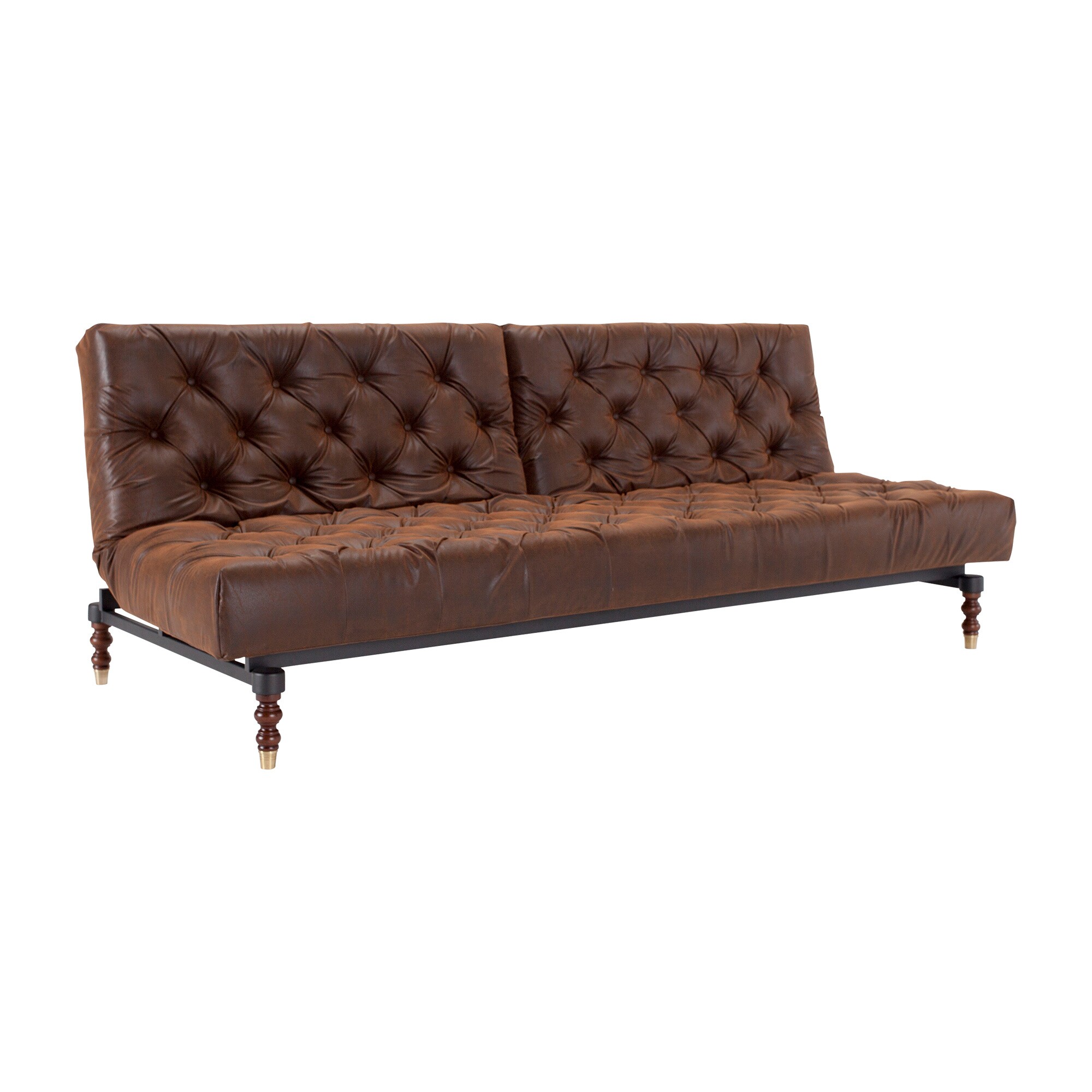 Innovation Oldschool Retro Sofa Bed, Brown Faux Leather Sofa Bed
