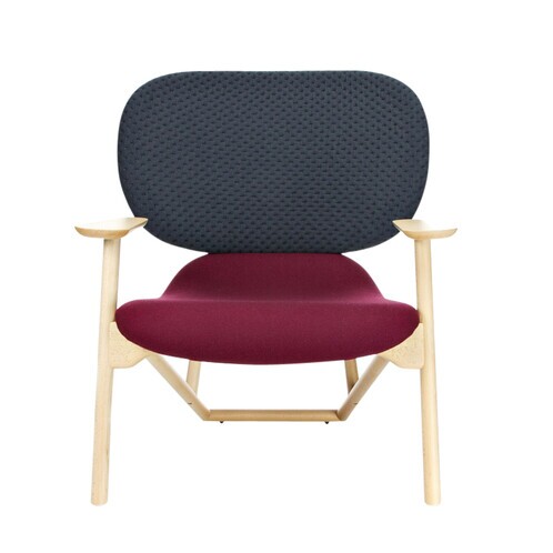 Moroso - Klara - Fauteuil - rembourrage dossier graphite/Etoffe Kvadrat Divina 671/rembourrage assise violet