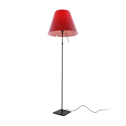 Luceplan - Costanza Terra Stehleuchte Teleskop/Dimmer - johannisbeerrot/lackiert/Gestell schwarz/Fuß 18cmx18cm