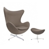 Fritz Hansen - Set promo - Egg Chair chaise + repose-pied étoffe - taupe/support en aluminium/étoffe Fame 61135/repose-pied: LxPxH 56x40x37cm
