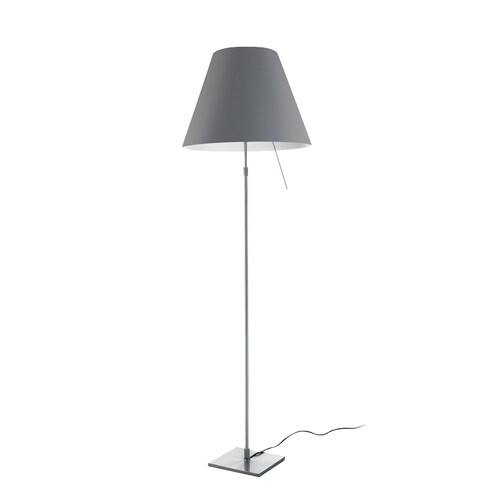 Luceplan - Costanza Terra Stehleuchte Teleskop/Dimmer - betongrau/gebürstet/Gestell aluminium/Fuß 18cmx18cm