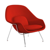 Knoll International - Womb Chair Relax - Fauteuil piètement chrome - rouge/étoffe Cato Fire Red 19/piètement chrome