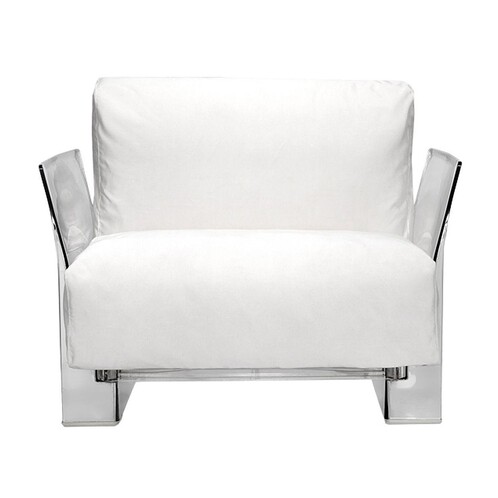 Kartell - Pop Outdoor Chair - white/fabric Sunbrella/weather-proof/frame transparent/94x70x94cm