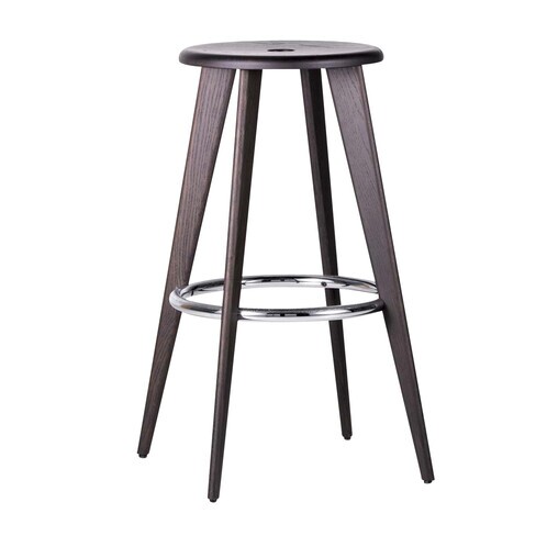 Vitra - Tabouret Haut Prouvé - Tabouret de bar - chêne foncé/repose-pied crome/H: 77.5cm