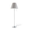 Luceplan - Costanza Terra Floor Lamp Telescope/Dimmer - mistic white/brushed/frame aluminium/foot 18cmx18cm