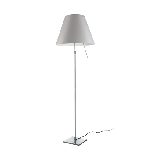 Luceplan - Costanza Terra Floor Lamp Telescope/Dimmer - mistic white/brushed/frame aluminium/foot 18cmx18cm